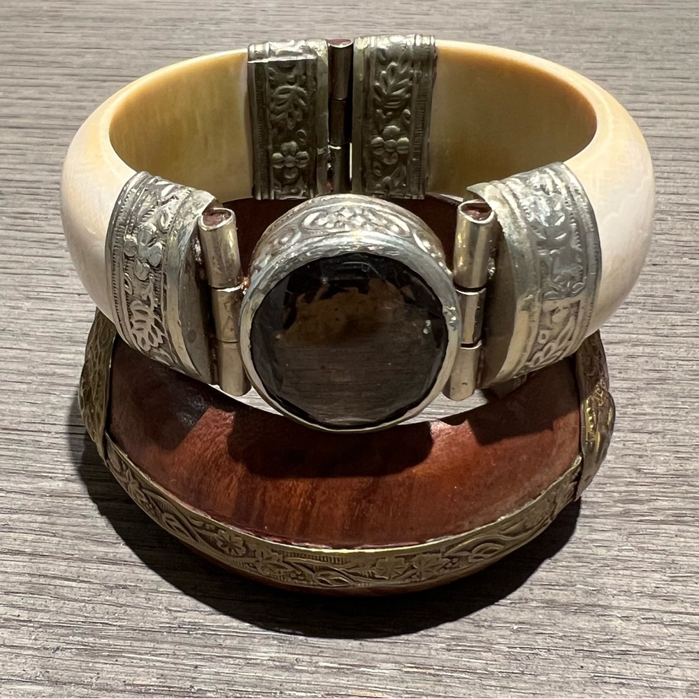 Vintage Pin Cuff Bracelets - Set of 2